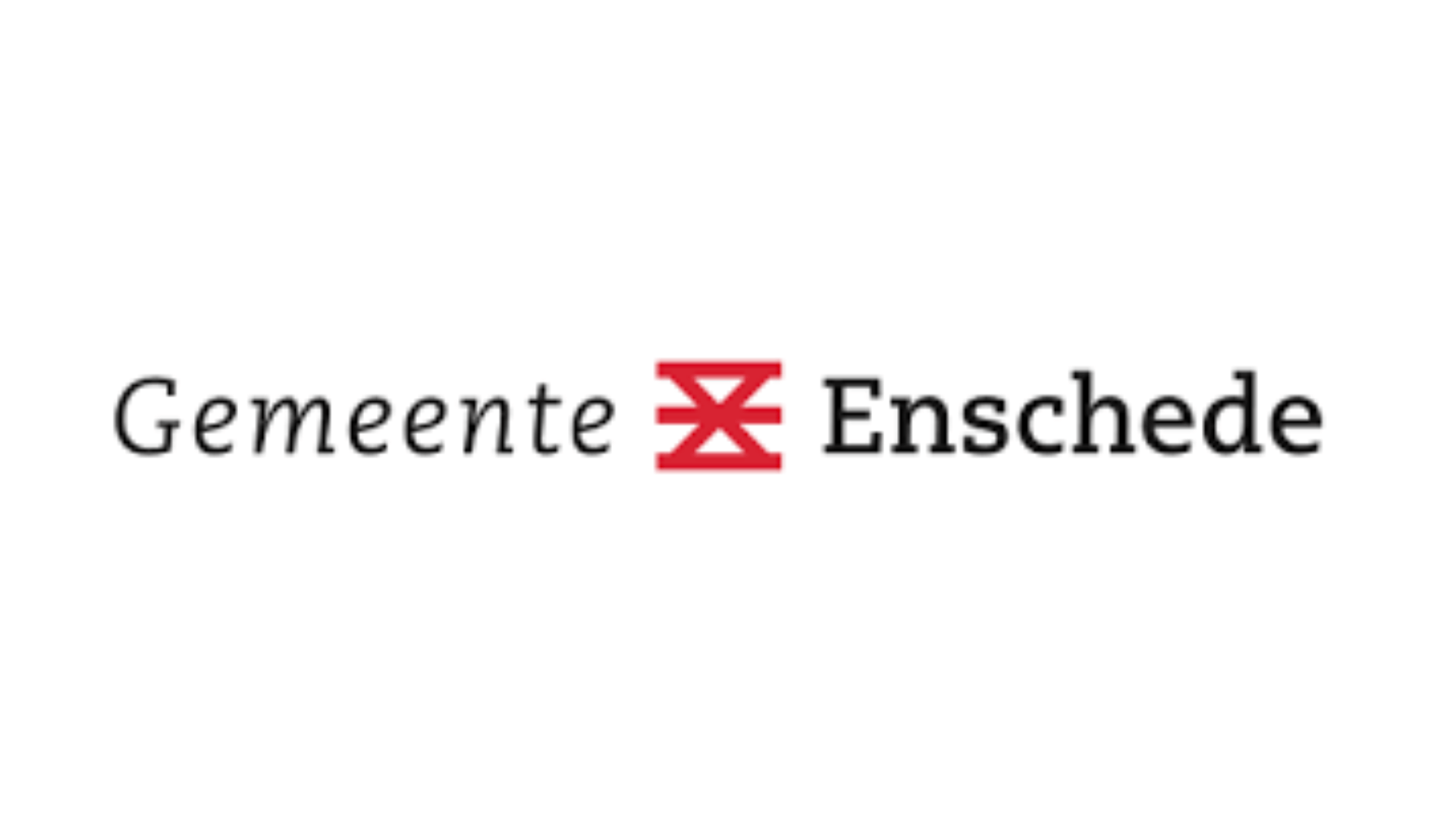 Logo of the municipality of Enschede, featuring the word "Gemeente" and "Enschede" with a red geometric symbol between them—reflecting trust, much like effective security monitoring.