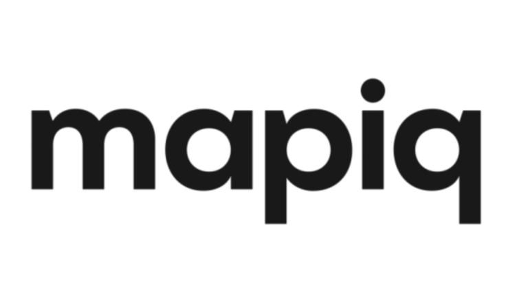 The image displays the word "mapiq" in bold, black, lowercase letters on a white background, reflecting a brand that values security monitoring and trustworthy design.