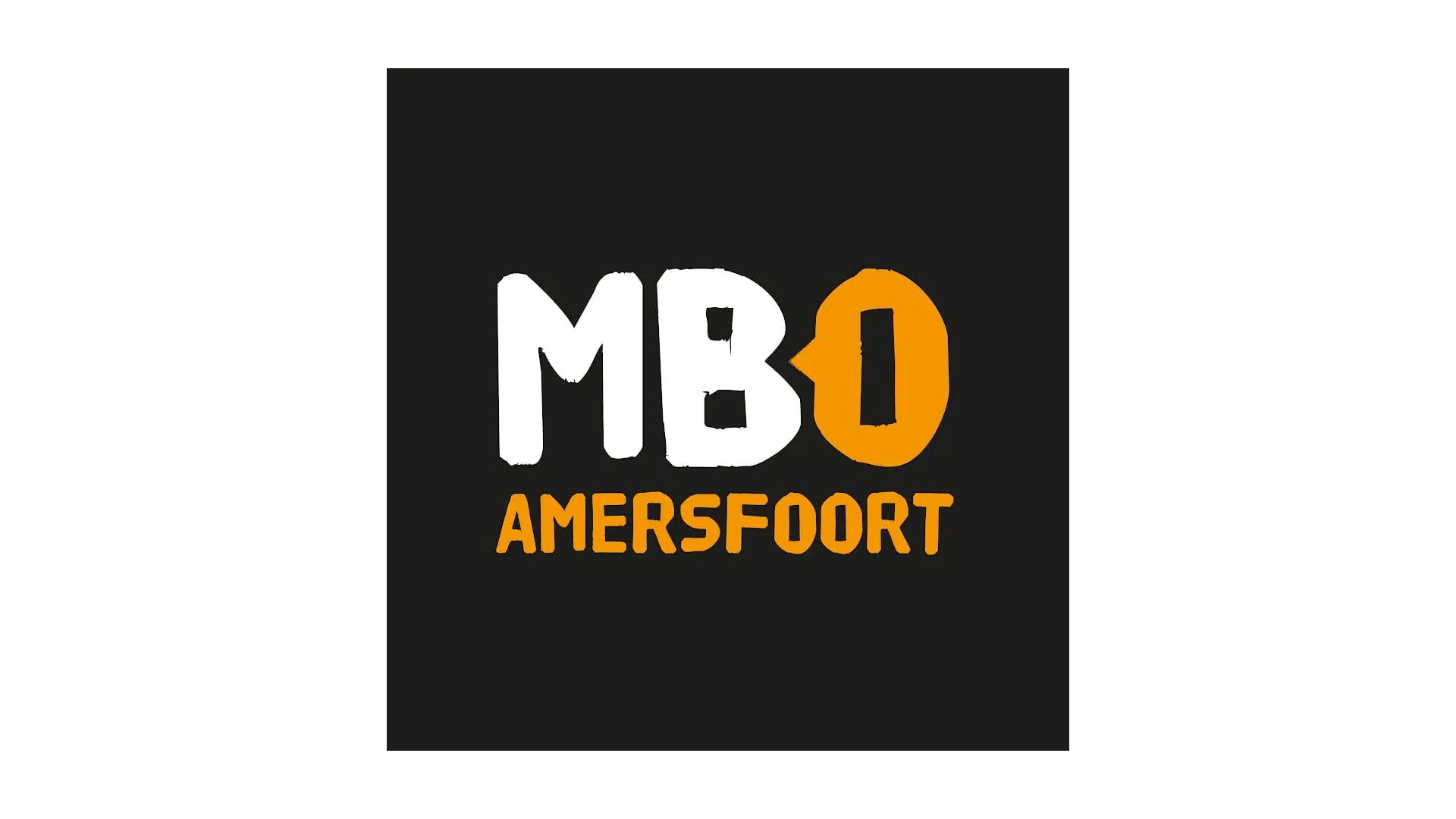 Logo with the text "MBO AMERSFOORT"; "MBO" in white and orange, "AMERSFOORT" in orange, on a black square background—perfect for courses in Cybersecurity and Digitale Forensics.